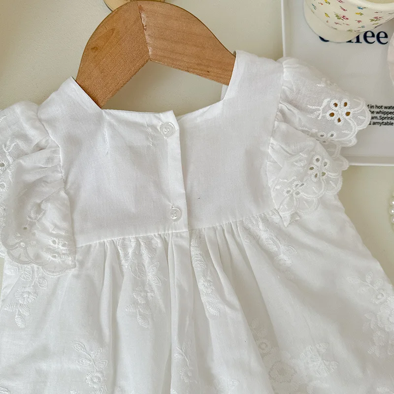 Girls Casual Dresses Floral Embroidery Lace Sleeveless Dress Flower Girl Dresses for Weddings Kids Clothes 2 To 7 Years