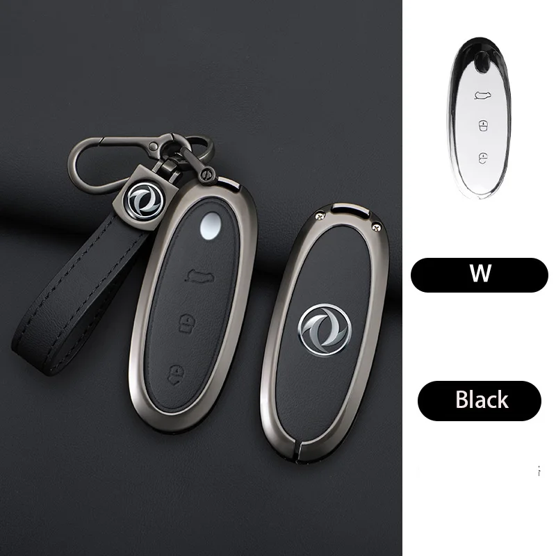 

3 Buttons Zinc Alloy + Leather Car Key Case Cover Shell Skin Holder For 2024 Dongfeng NAMMI 01 new Energy Remote Key Protection