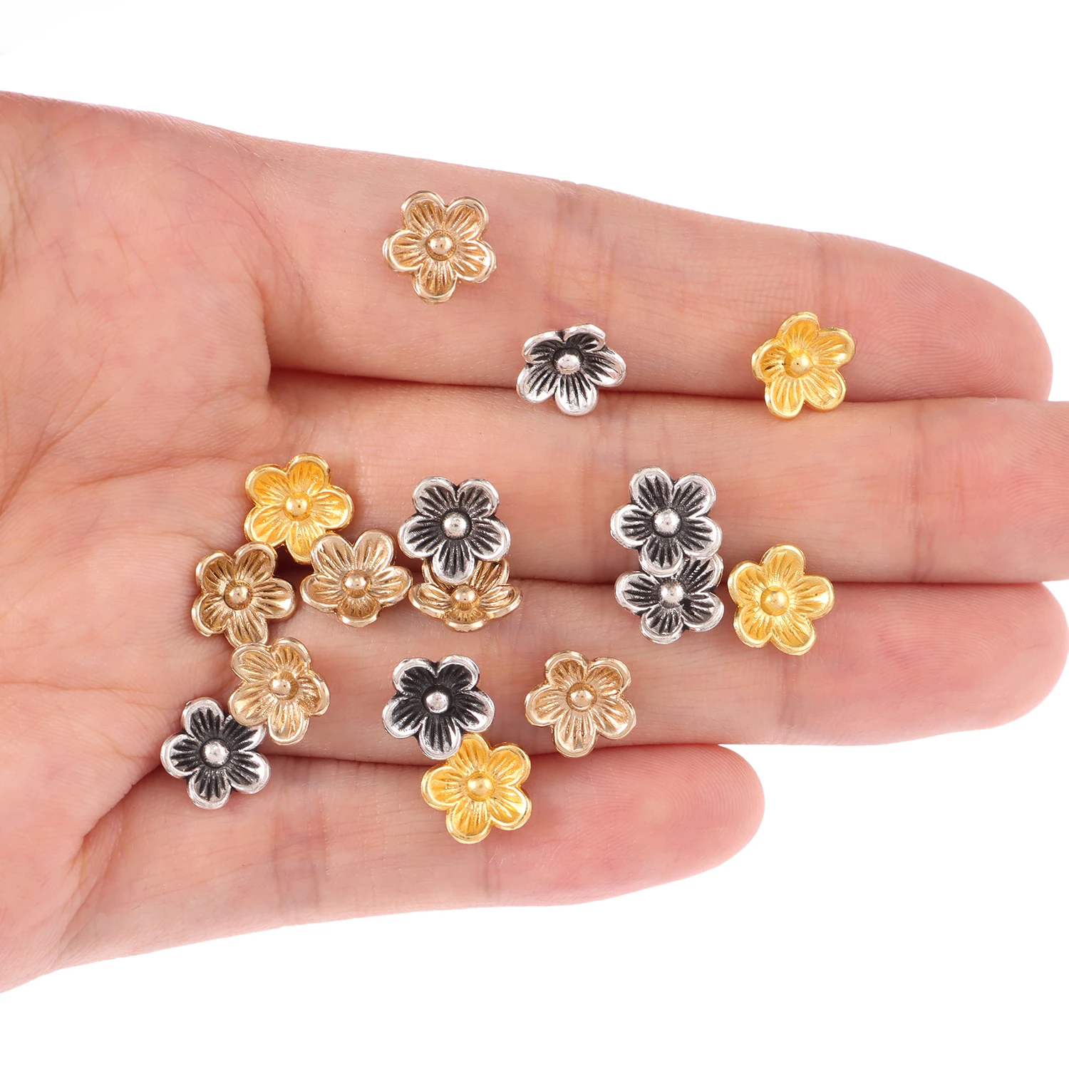 9mm 40pcs ZInc Alloy Little Flowers Vintage Fashion  KC Golden Silver New In DIY Use for Handmade Jewelry Making