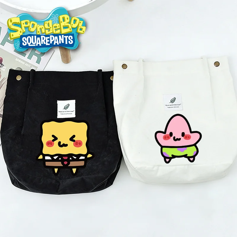 

Cartoon Spongebob Handbag Corduroy Anime Character Patrick Star Pattern Shoulder Bag Portable Storage All-match Outdoor Fashion