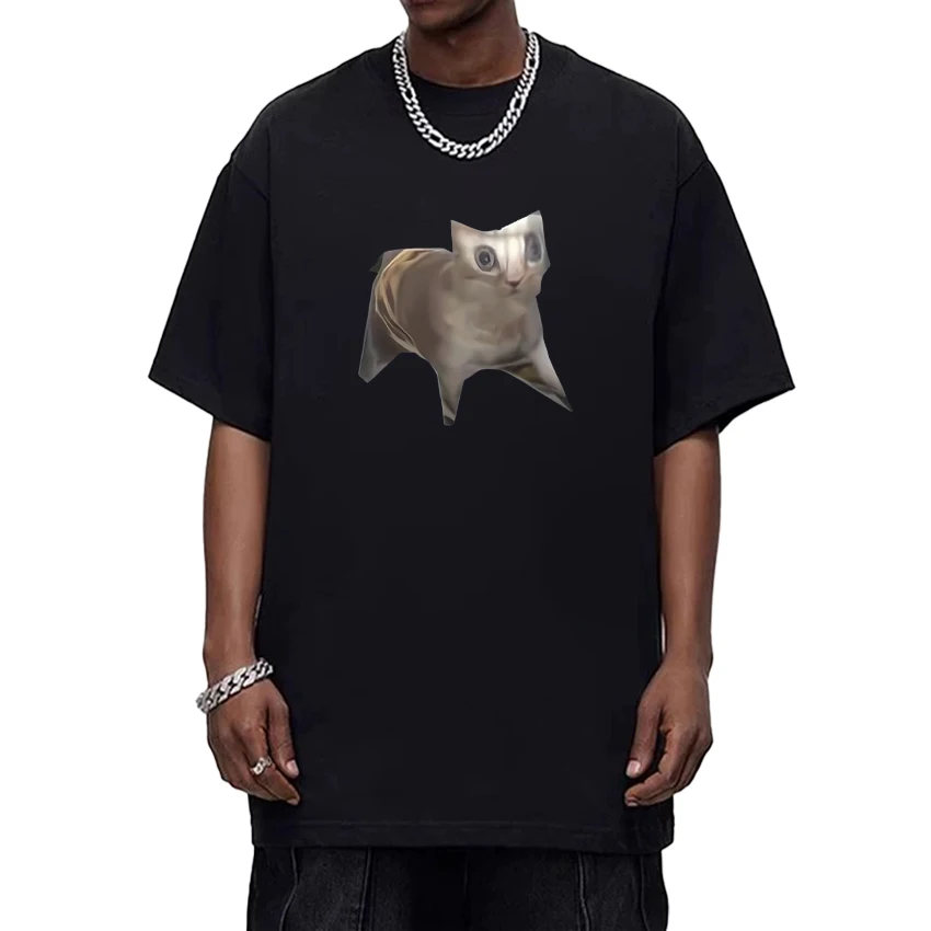 

2025 Funny Russian Cat Meme Graphic 100% Cotton short sleeve Tee shirt Men Women Oversized Summer Casual popular Unisex T shirt