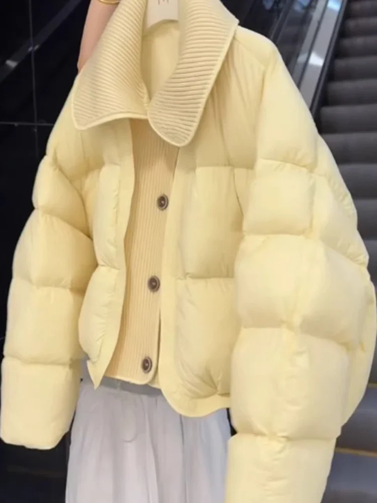 Winter Short Padded Coat Women Warm Thick Cotton Jacket Small Size Puff Outerwear Sweet Casual Streetwear Daily Outfit Fashion