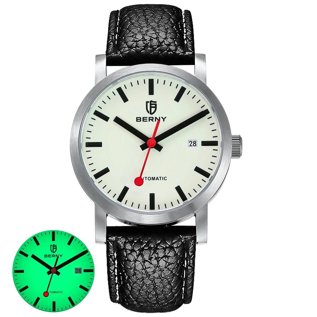 BERNY Horloge voor Mannen Automatische Self-Wind Luxe Horloge Sappire MIYOTA 8215 Top Lichtgevende 5ATM Mechanische Track Horloge