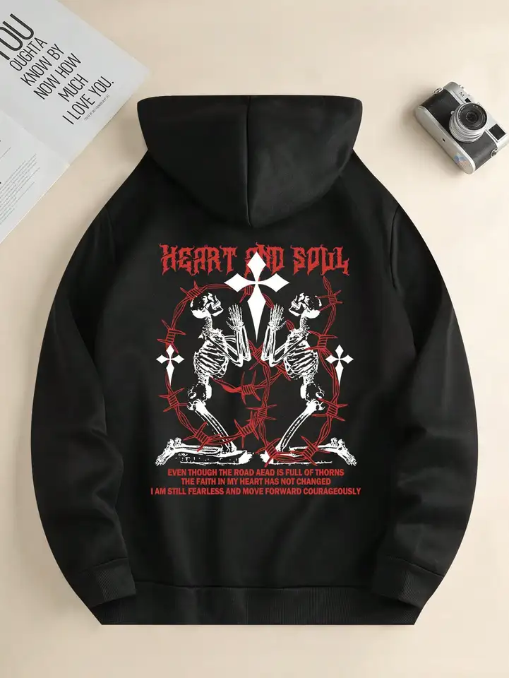 Heart and Soul Skeleton Graphic Men's Hoodie