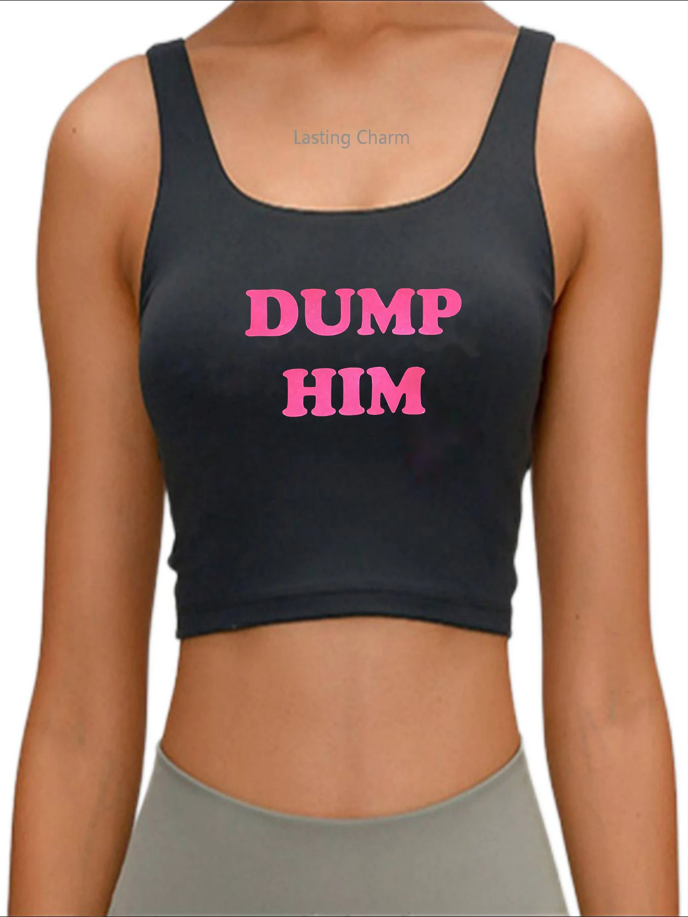 Dump Him Glitter Pink Women's Crop Top women's Fun Flirty Camisole