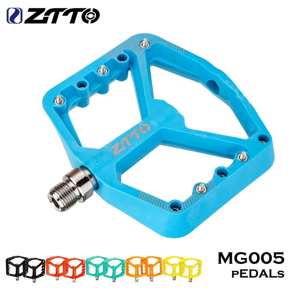 

ZTTO Ultralight Flat Pedal Sealed Bearings XC AM MTB BMX Bicycle Anti-slip Big Foot Pedal 303g DU Bushing Nylon Pedals 9/16"