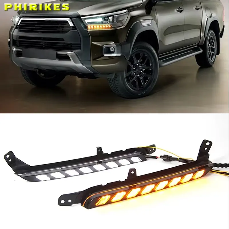 

Для Toyota Hilux Revo Rocco дневные ходовые огни указатель поворота противотуманная фара белый желтый светодиодный DRL автомобильные аксессуары