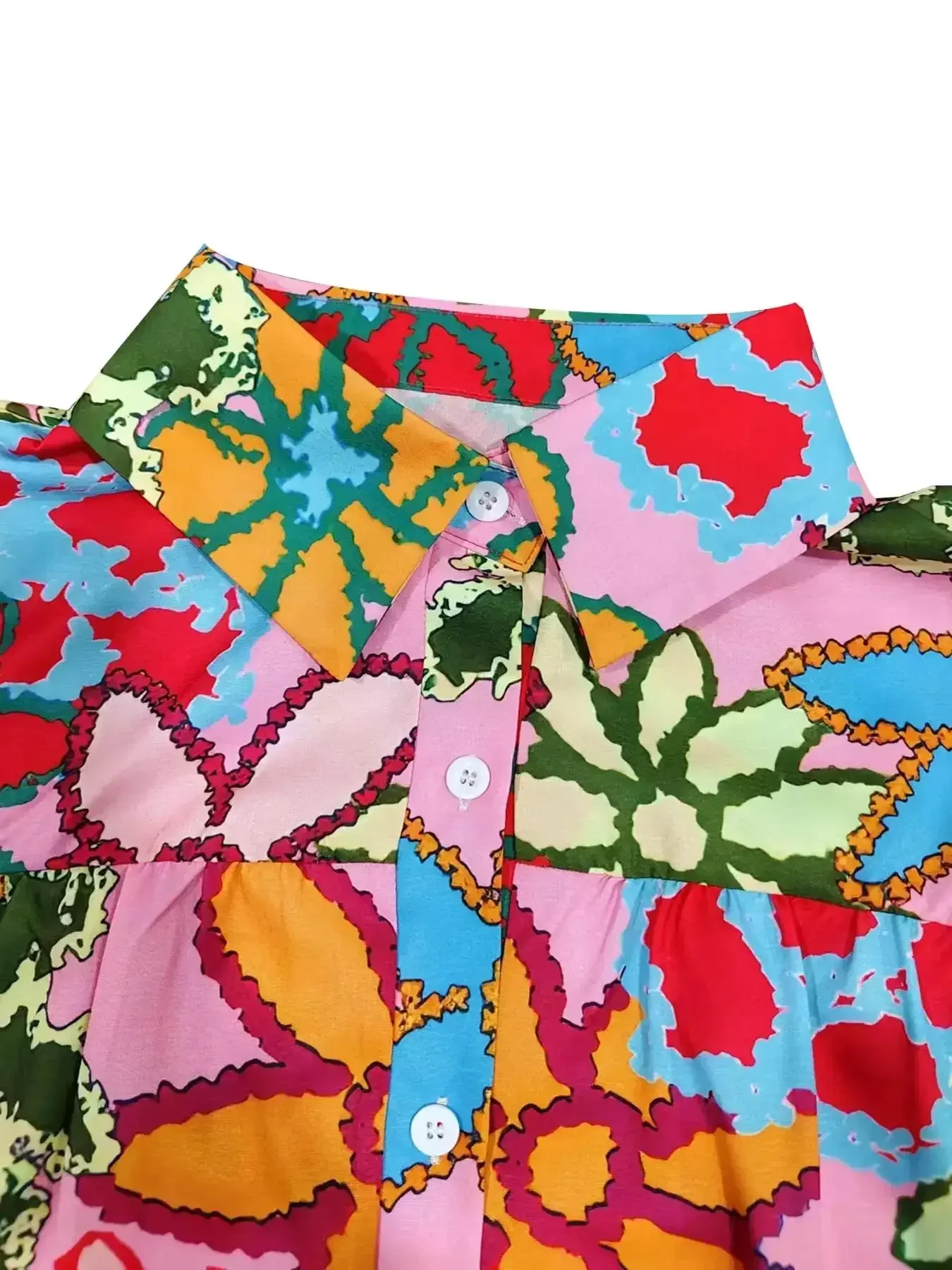 قميص نسائي أنيق مقاس كبير 1XL-5XL بطبعة زهور، بلوزة كاجوال أنيقة بأكمام طويلة #5