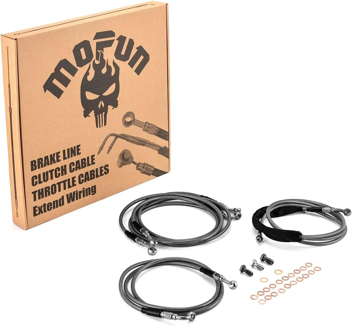 

Extended Length ABS Hydraulic Front Brake Line and Hydraulic Clutch Cable Compatible with Harley Touring Road King Street Electr