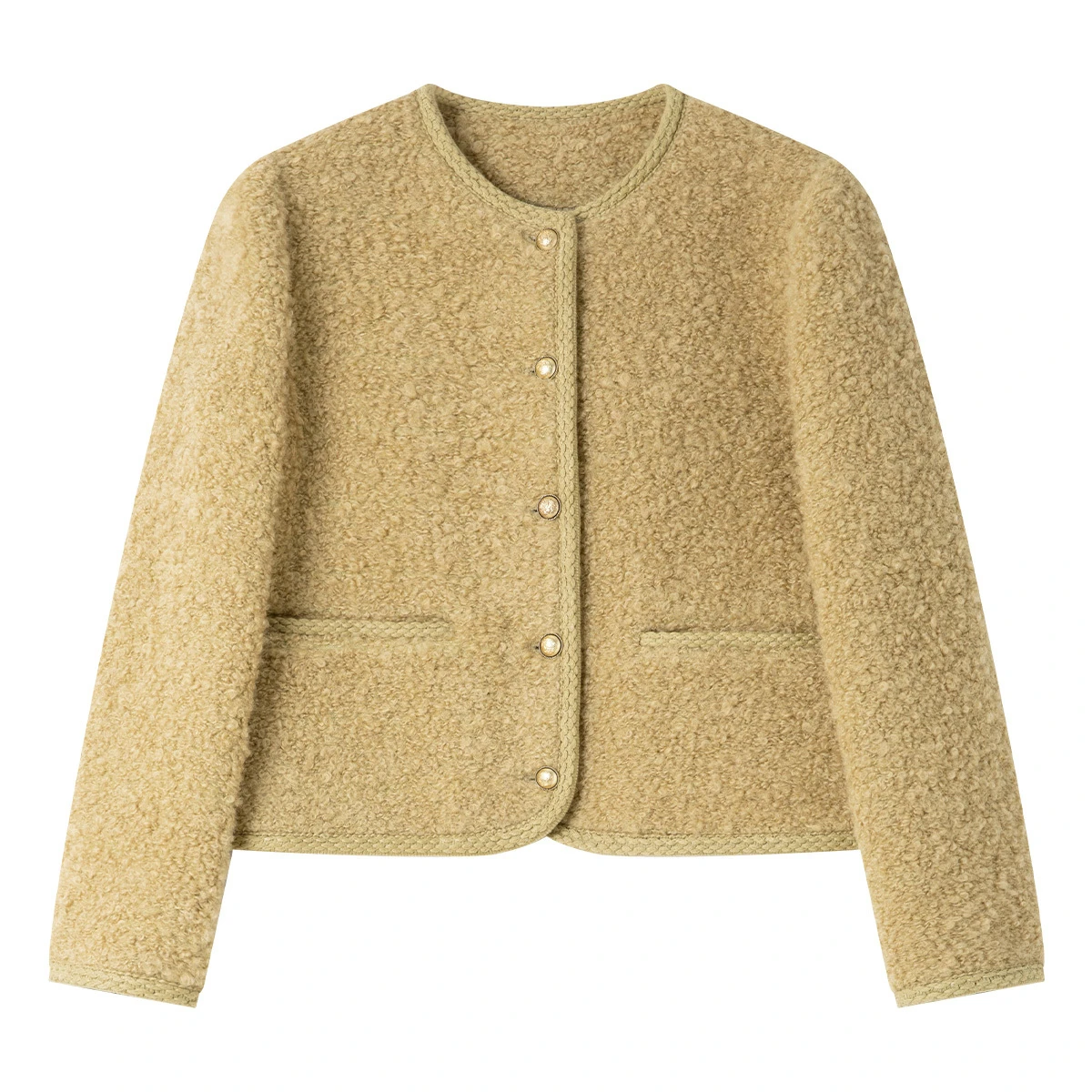 VIMLY Wool Blend Coat Women Elegant Winter 2025 Long Sleeve Tweed Ladies Jackets Office Wear Round Neck Female Short Coats M9583