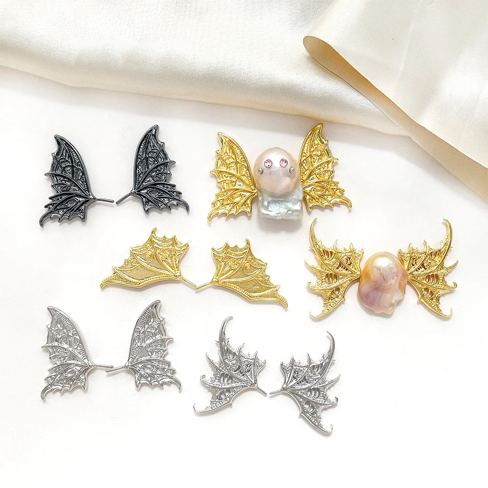 Brass Plated with Genuine Gold Personalized Wings, Wings, Pin Insertion DIY Jewelry Making Baroque Doll Accessory Materials