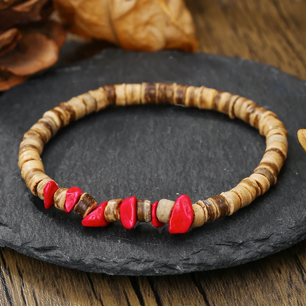 Böhmisches Kokosnuss-Holzperlen-Armband Retro Unregelmäßiger Naturstein Herrenschmuck Modeaccessoires Damengeschenke – Detail 5