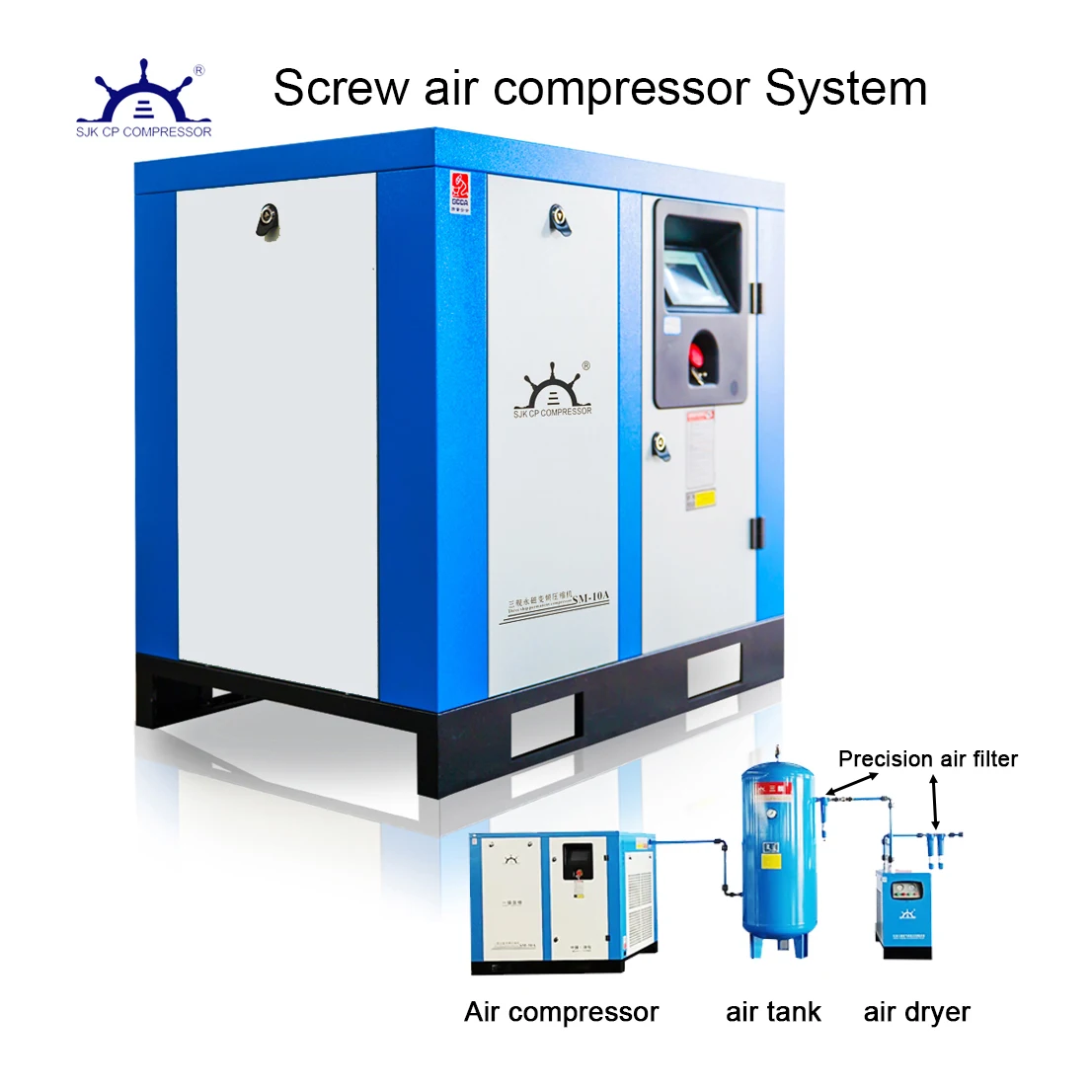 

Screw Air Compressor 10-50HP 8-11BAR 7.5-45KW 500-1000L Tank Air Cooled Stationary Engine Motor Machine
