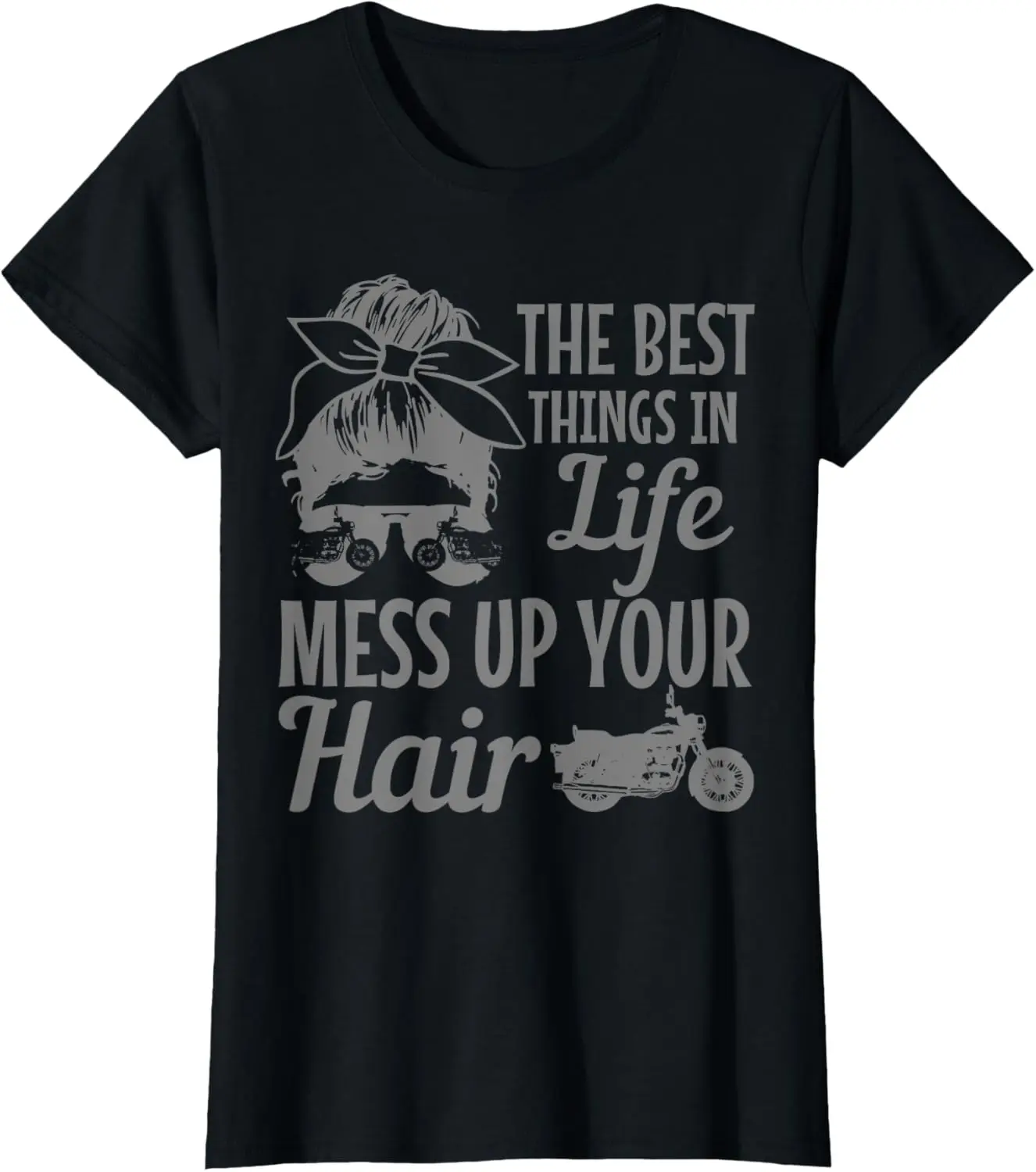 

Байкерская девушка Best Things In Life Mess Up You Hair Мотоциклетная футболка