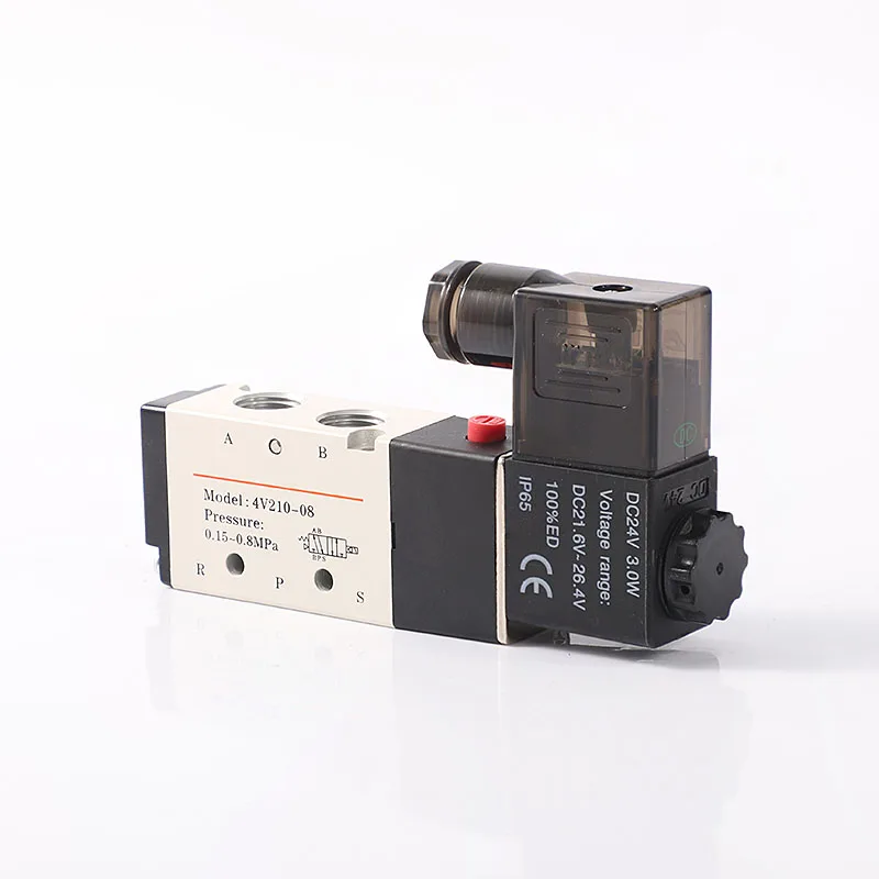 Pneumatic Electric Solenoid Valve 5 Way 2 Position Control Air Gas Magnetic Valve 4V210-08 12V 24V 220V Coil Volt