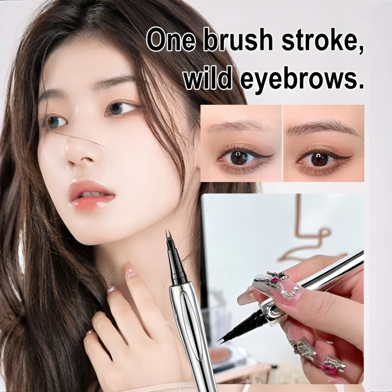 قلم الحواجب المتقاطع قلم الحواجب البري يدوم طويلاً وسهل الإمساك وشم الحواجب مقاوم للماء سائل رقيق كذب من الحرير