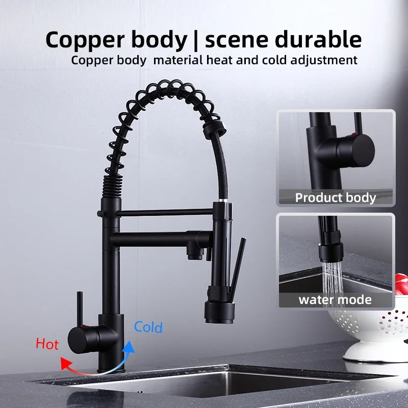003 Luxury pullout sink taps pull out kitchen faucet matt black with pull down sprayer kitchen tap kitchen sink faucet