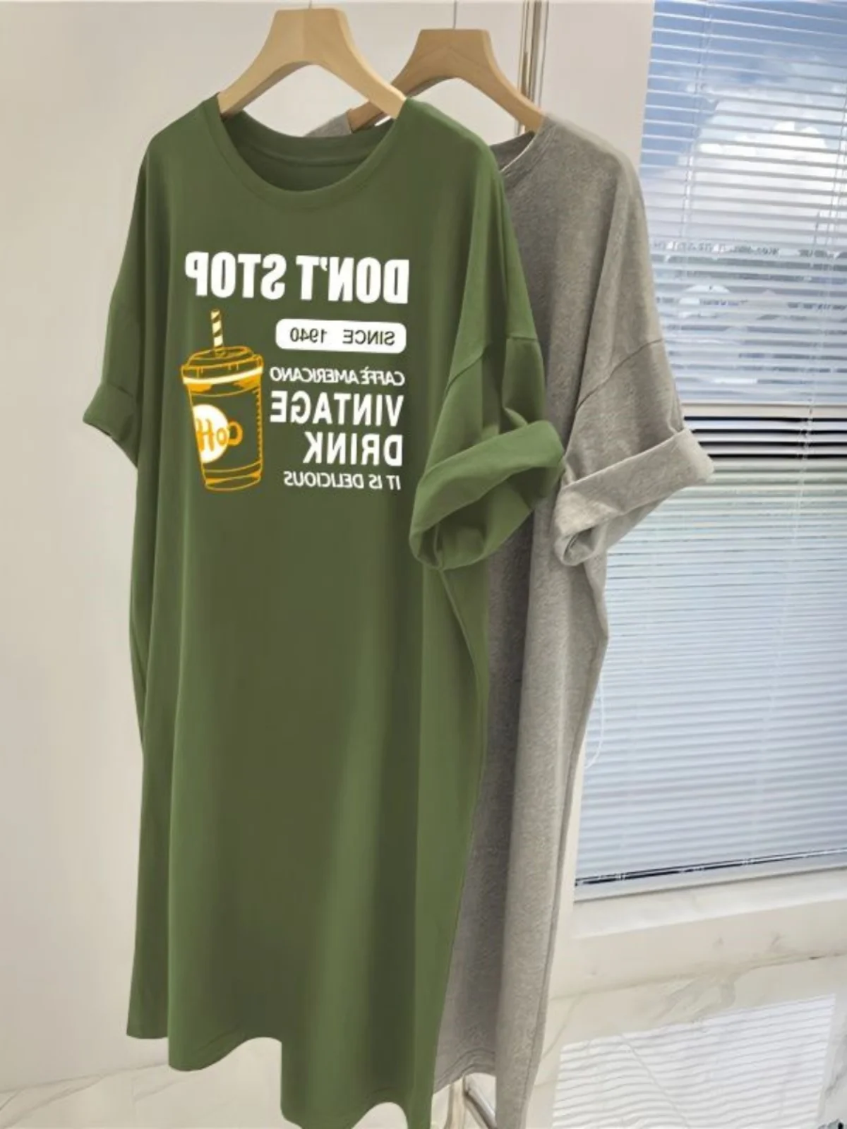 

plus Size 300 Pou Mid-Length Loose Women's T-irt Dr Casual Print f Sve Summer Dr Korean Sle round Ne