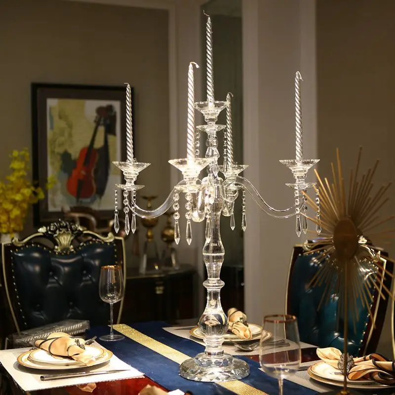 Nordic romantic five-headed ornament, crystal candle holder