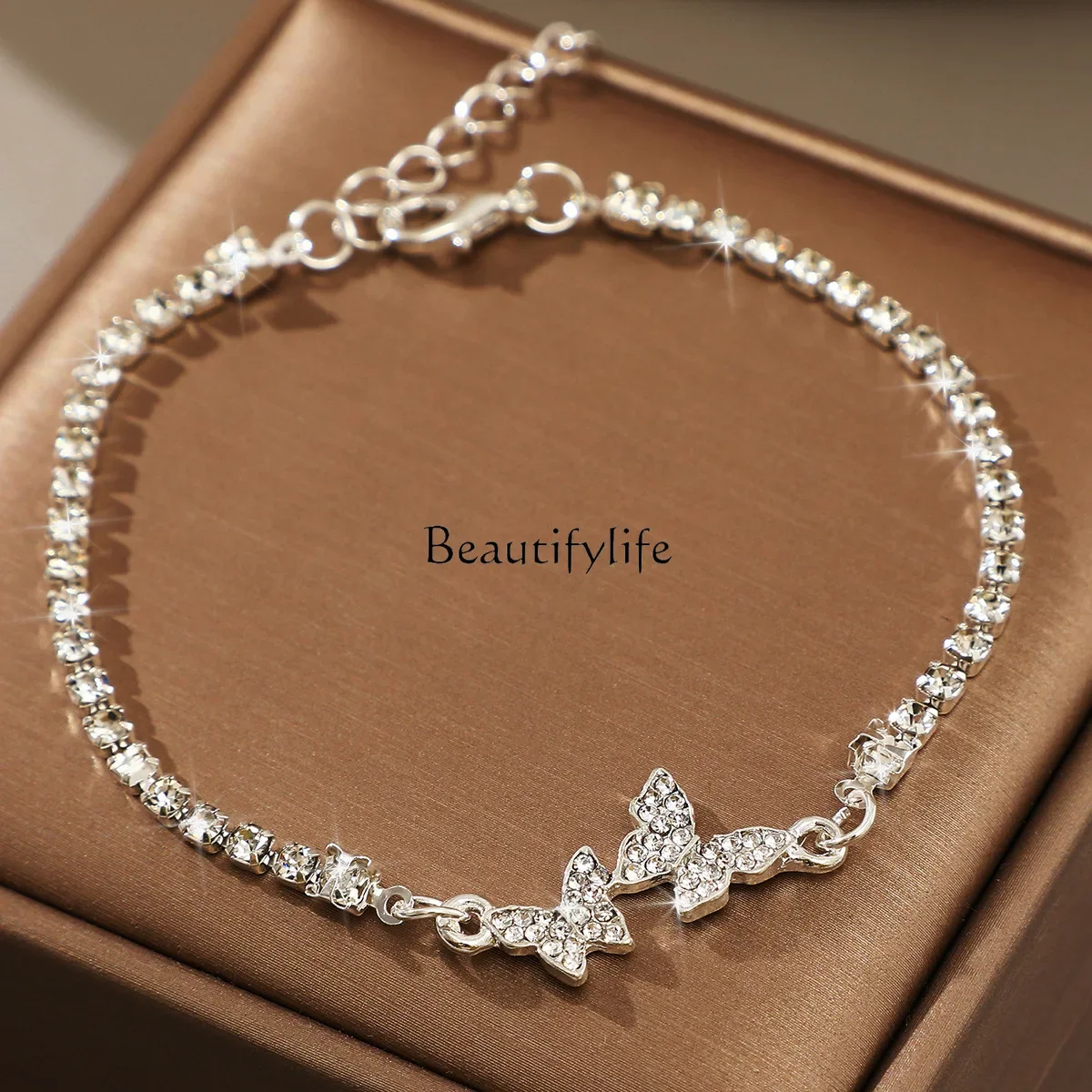 

European and American new full diamond bracelet light luxury niche exquisite diamond-encrusted butterfly bracelet