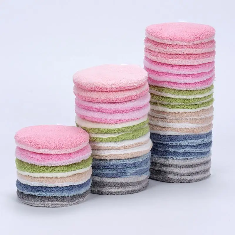 【B】1Pcs Machine Washable 8cm Round/Heart Absorbent Face Wash Pads Reusable Makeup Remover Tool Suitable For All Skin Types view 3