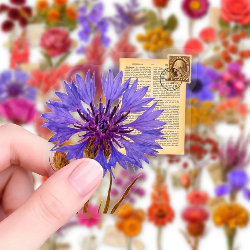 10/30/50pcs Aesthetic Flower Love Letter Stickers Cartoon Transparent Decals Luggage Scrapbook Phone Sticker Decoration Supplies