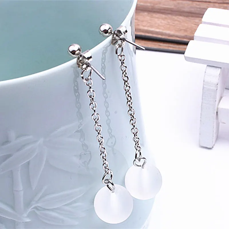 Retro Scrub Ball Earrings 2026 Cute Transparent Glass Ball Earring For Women Chain Tassel Earring Bridal Wedding Jewelry Gifts