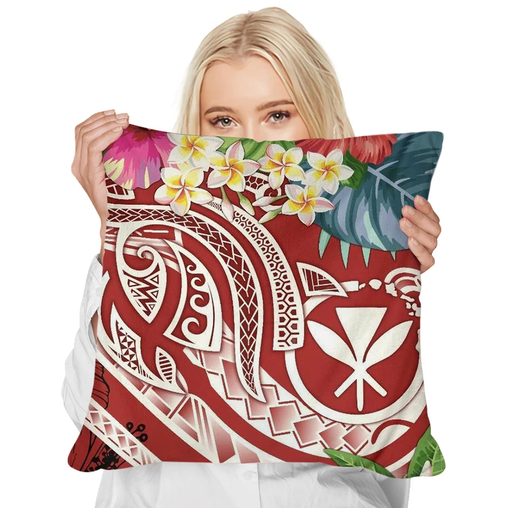 CLOOCL Polynesian Pillowcase Hawaii Summer Plumeria 3D Pattern Cushion Cover for Sofa Car Home Decor Casual Throw Pillowcase