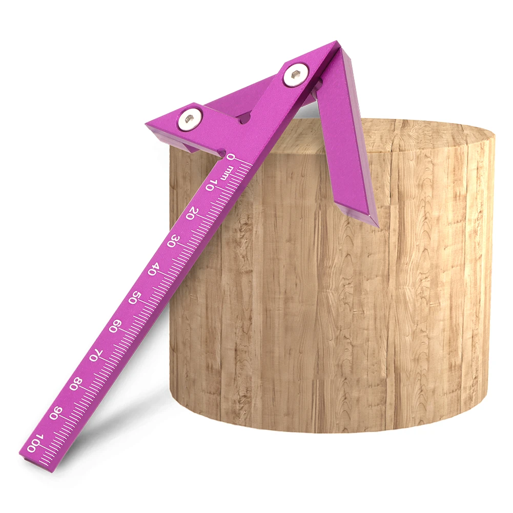 MM Aluminum Alloy Center Finder Line Gauge, 45/90 Degree Angle Marking Ruler, Woodworking Square Center Scribe, Measuring Tool