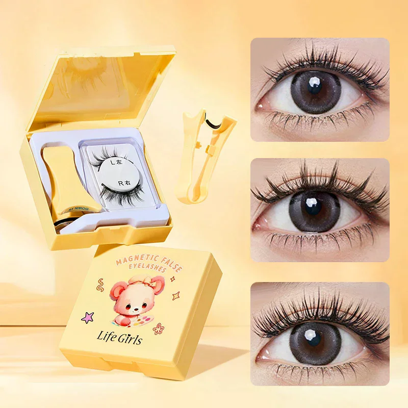 Ciglia magnetiche calde Set 1 paio riutilizzabili Nessuna colla necessaria Ciglia finte con pinzette magnetiche Strumento per trucco ciglia finte ricci