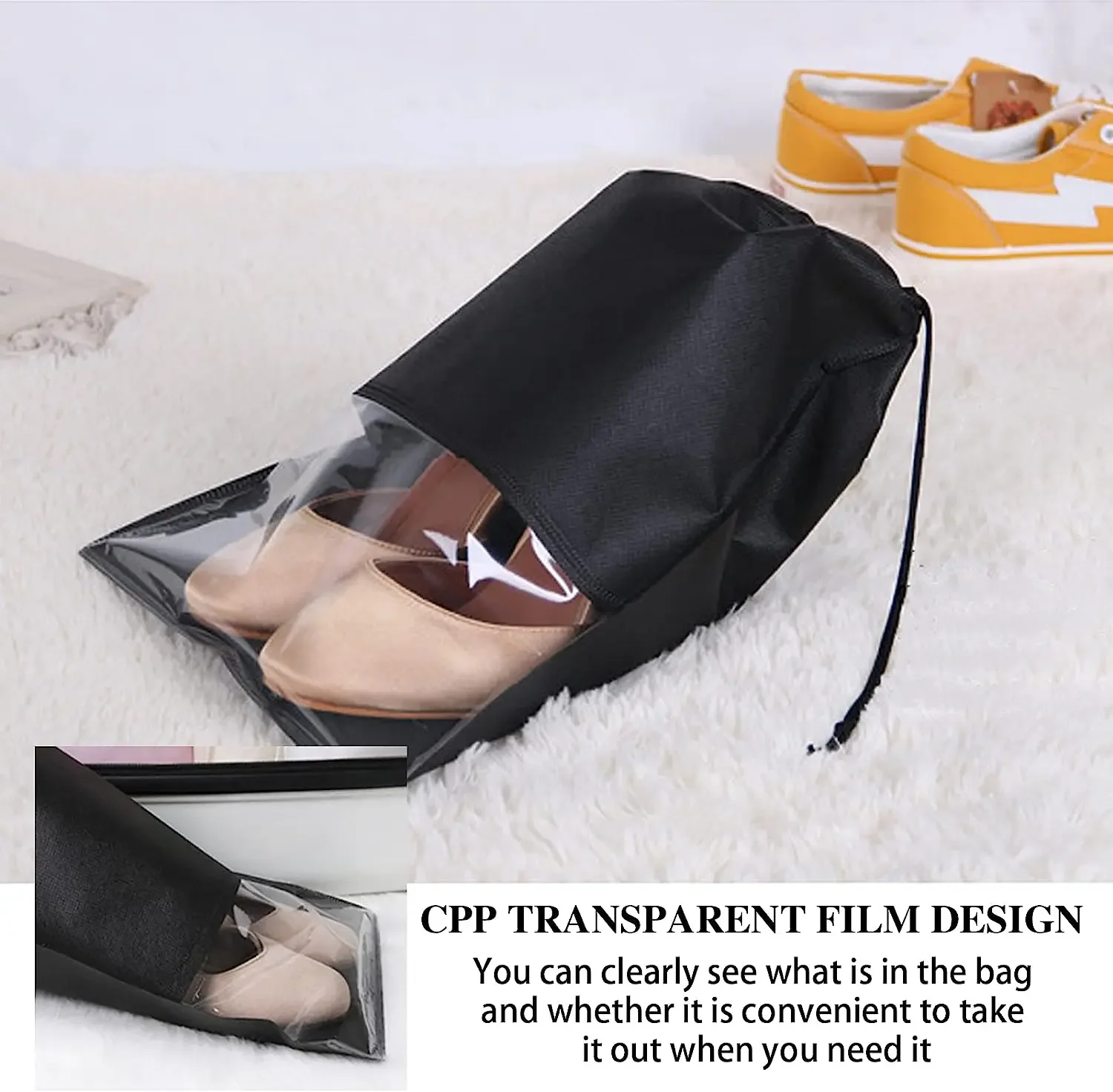 5/10pcs Portable Shoes Storage Bag Travel Waterproof Drawstring Pocket Shoe Storage Bag Closet Organizer Clothing Classified Bag