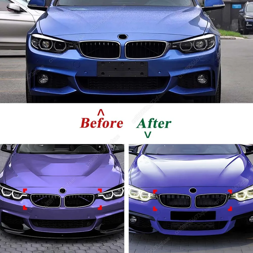 For BMW 4 Series F32 F33 F36 2014-2020 ABS Gloss Black Kits Front Bumper Grille LED Light Single/Double Line Racing Grill Tuning