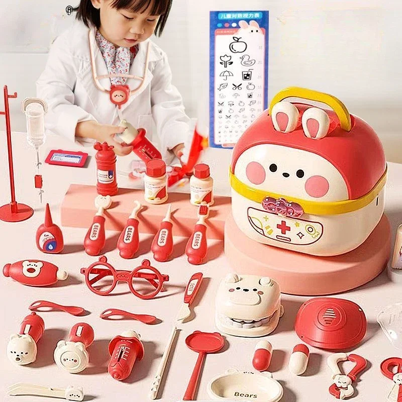 Bunnies Doctor Toys for Kids Hospital Nurse Doctor Role Play Kit Medical Dentist Kit Play Set Educational Toy Gift for Boy Girl