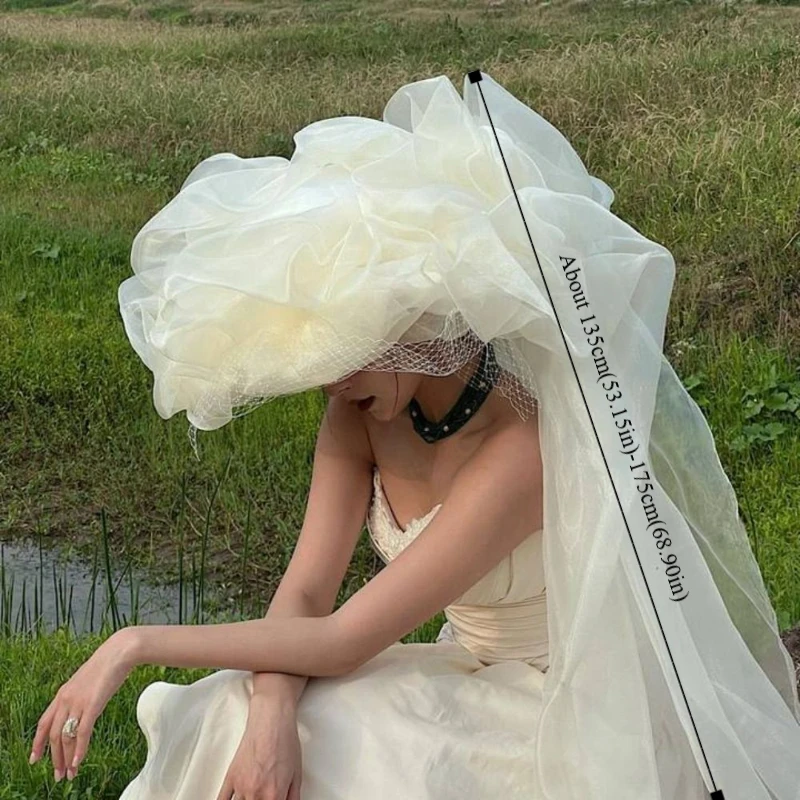Romantic French Style Bride Headdress Plus size Elegant Bridal Hats Photography Luxury Wedding Headwear for Women image 6