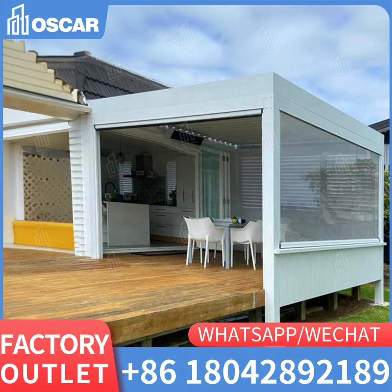 Electric Awning Telescopic Eaves Canopy Outdoor Pergola Rainproof Balcony Villa Door Aluminum Alloy Home Full Box Awning