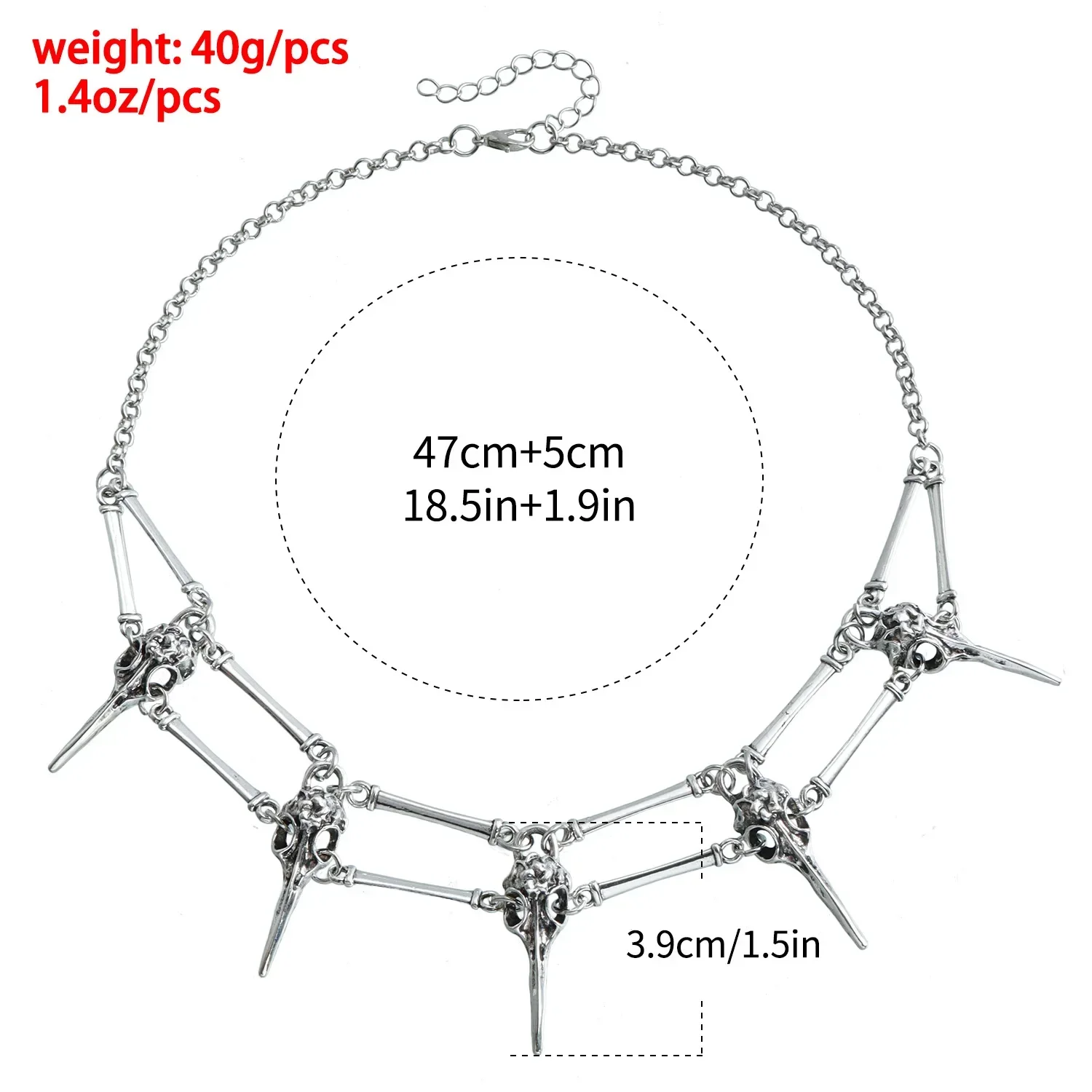 New Fashion Necklace Vintage Gothic Bird Skull Choker Wizard Magic Necklace Alloy Jewelry  Stainless Steel Necklace