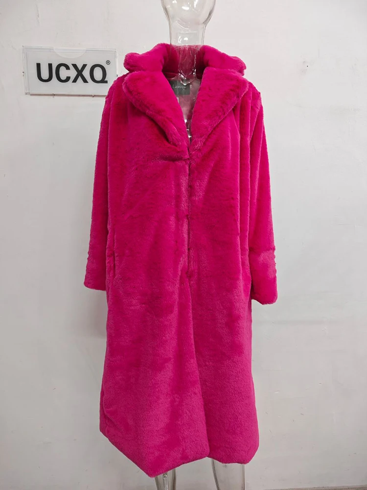 UCXQ-Manteau en Fausse Fourrure pour Femme, Manches sulf, Pardessus OutChester, Optique, Chaleur, Noir, Rouge, Abonnés, Hiver, Automne, Nouveaux Vêtements, 23A5478, 2024