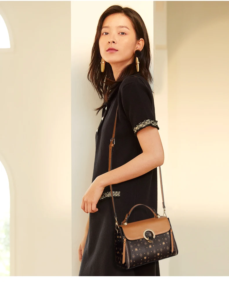 FOXER PVC-Leder Schulter-Crossbody-Taschen Vintage Signature Tote Bag Retro Mode Damenhandtasche Lässige Reisetasche für Frauen – Detail 9