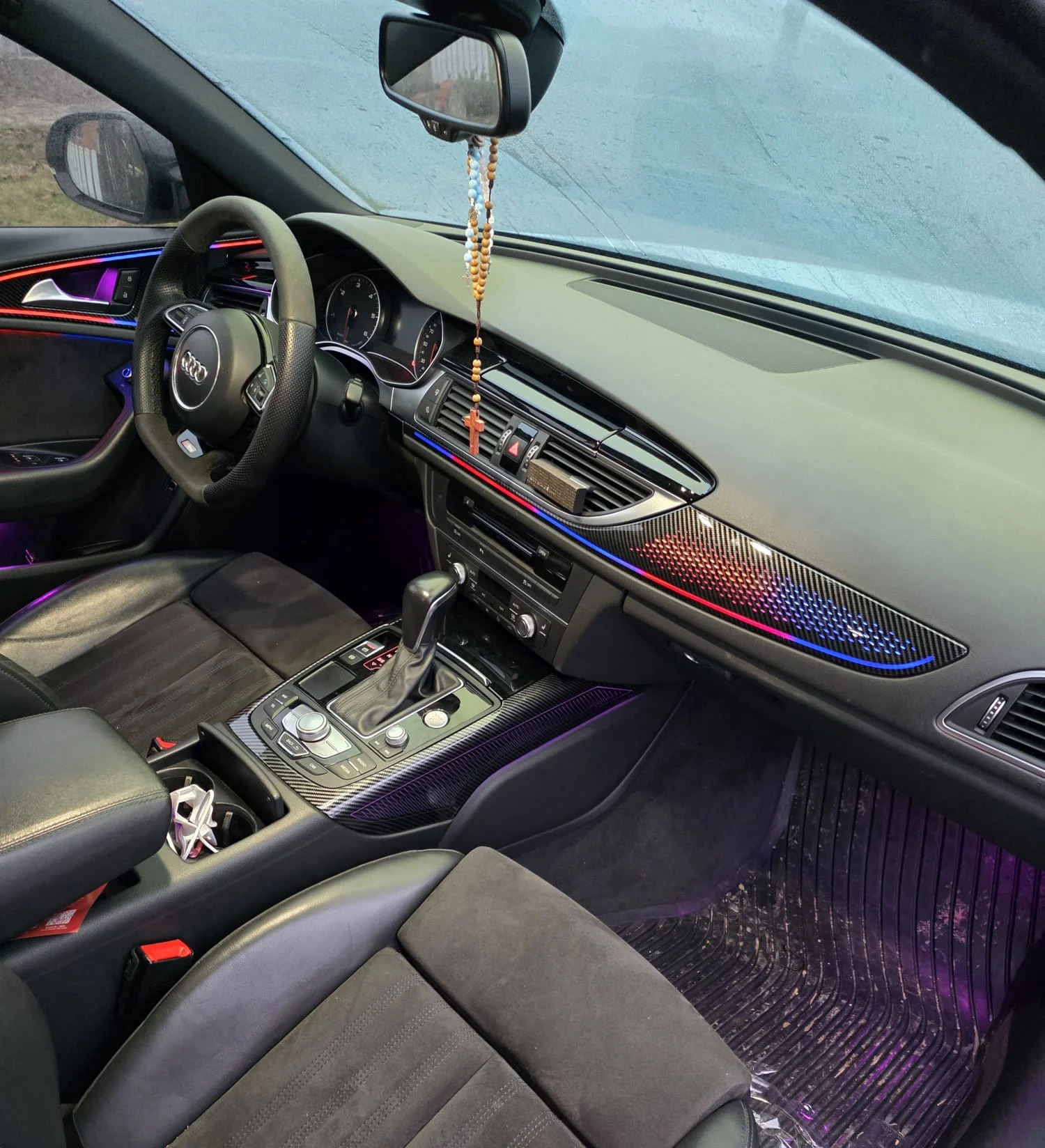 ICarsin OEM Ambient Lighting for Audi A6 S6 RS6 C7 European Short Wheelbase Factory Screen Control Interior LED Light Upgrade