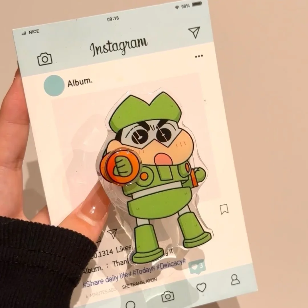 3D Anime Cartoon Cute armour robot Crayon Shin-chan bracket Phone Case For iPhone 11 12 13 14 15 16 17 Pro Max Plus Cover﻿﻿﻿﻿