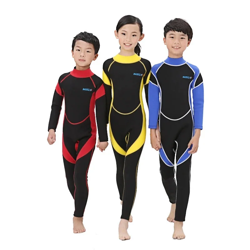 Neoprene Wetsuits Long Sleeves Kids Diving Suits 2.5MM Boys Girls Surfing Rash Guards Snorkel