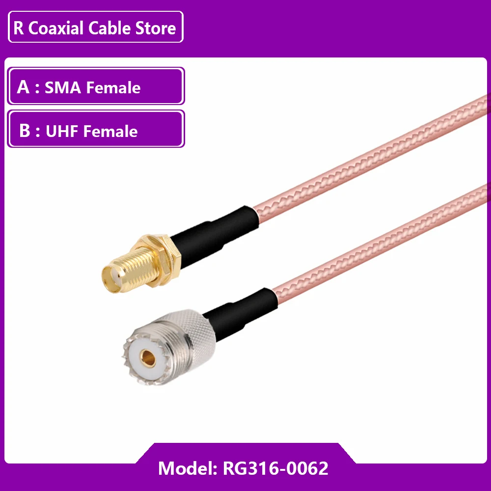 1PC SO239 UHF Female PL259 UHF Male to SMA Male Plug Crimp Adapter RF Coaxial RG316 Cable Jumper Pigtail WIFI Router Antenna 5