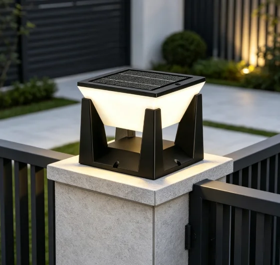 

Outdoor Solar Pillar Column Light IP65 Waterproof Modern LED Post Cap Lamp Solar Powered Garden Lawn Decor Light for Fence Deck