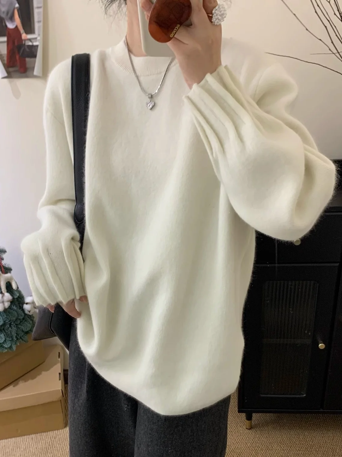 

Ladies' Lazy Sle Loose Knitted Sweater Autumn Winter Faion Design Lantern Sve Soft Cozy Loose Fit Big Size Slimming Top