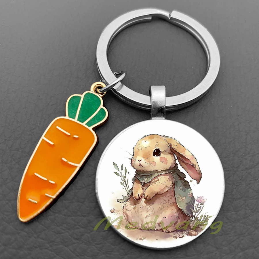 Easter Rabbit Keychain Acrylic Carrot Pendant Keyring Accessories Cute Rabbit Glass Women\'s Keychain Jewelry Gift