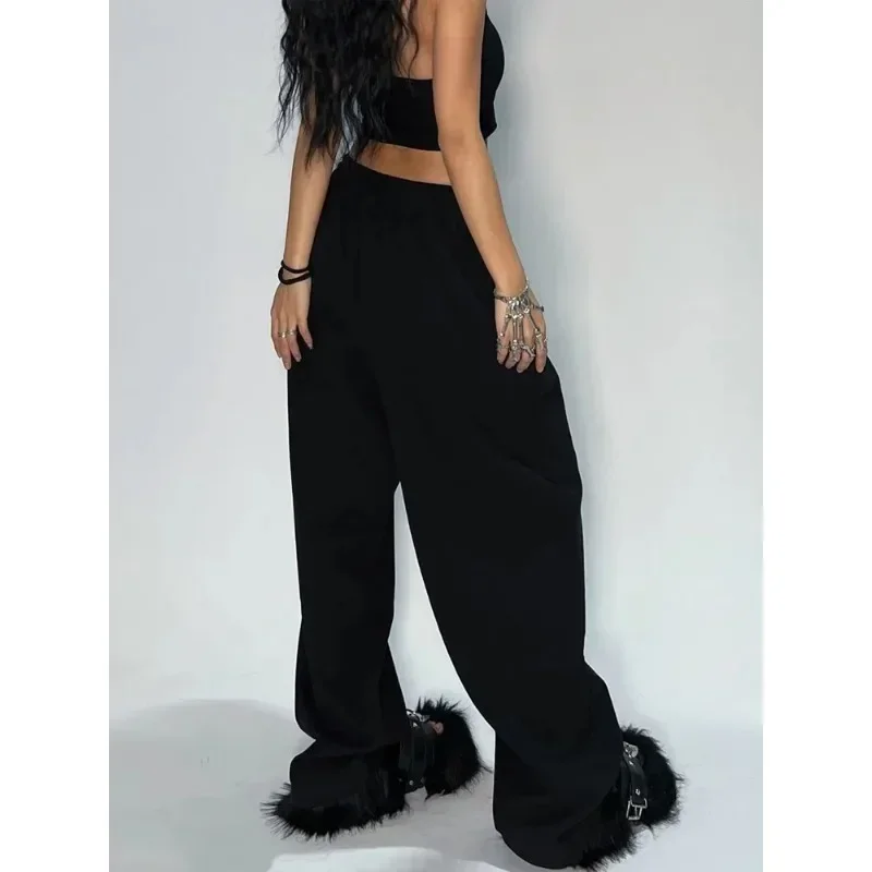 Casual Black Sweatpants Women Wide Leg Black Joggers Classic Baggy Streetwear Female Oversized Sports Trousers All-match