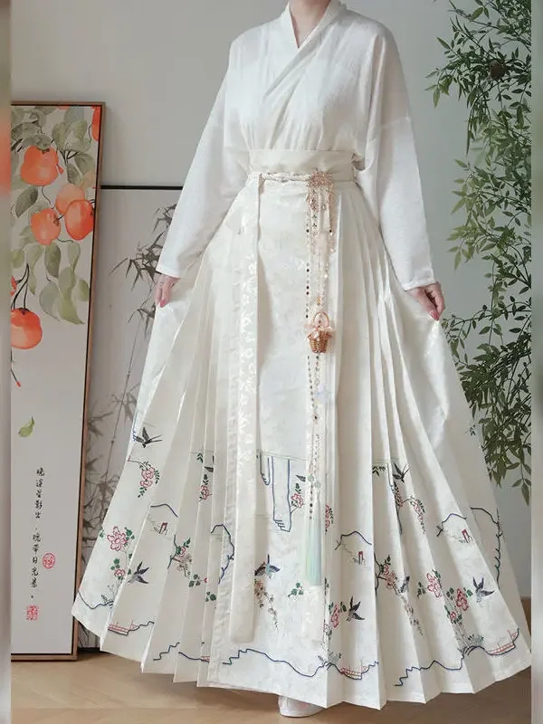 Hanfu Female Song Dynasty Cross Plane Sleeve Clothes Spring And Summer Work Daily Dress Chinese Style Horse Face Skirt