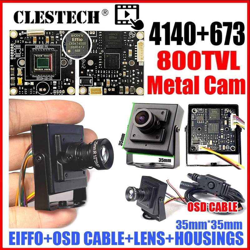 

METAL Case CLESTECH SONY EFFIO 1/3CCD 4140+673 800TVL HD CCTV MINI CAMERA Analog Carrying OSD Cable 2.8mm 16mm 25mm Lens Options