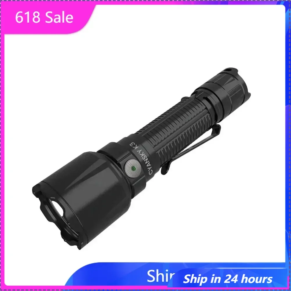 

Cyansky K3 V2.0 Tactical Flashlight 2000 Lumen High Intensity LED Beam Rechargeable Compact Torch for Outdoor Survival