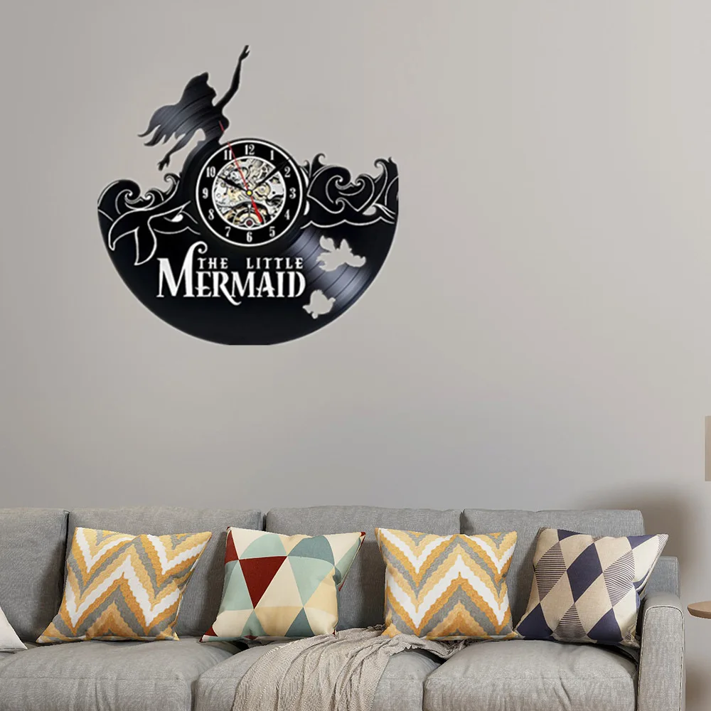 Little Mermaid Ariel Vinyl Record Wall Clock Art Decor Gift for All Ages